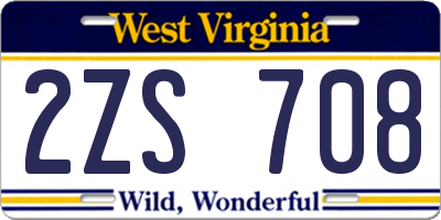 WV license plate 2ZS708