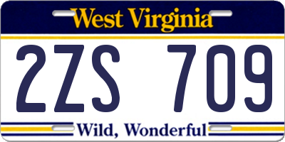 WV license plate 2ZS709