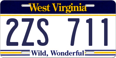 WV license plate 2ZS711