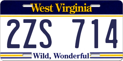 WV license plate 2ZS714