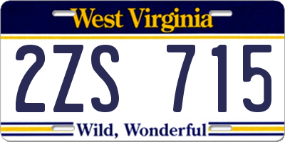 WV license plate 2ZS715