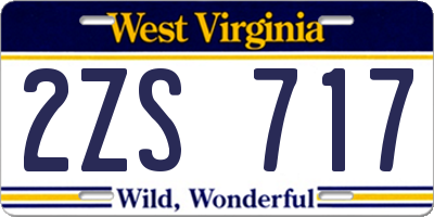 WV license plate 2ZS717