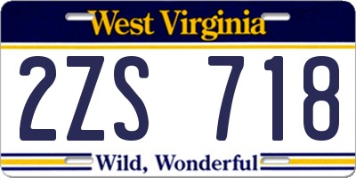 WV license plate 2ZS718