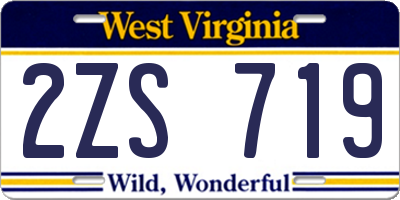 WV license plate 2ZS719