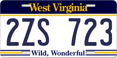 WV license plate 2ZS723