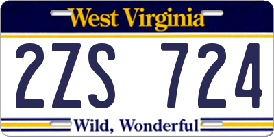 WV license plate 2ZS724