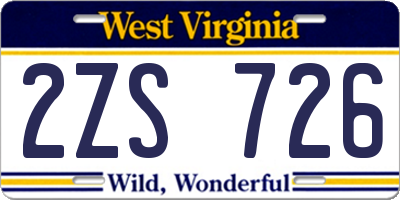WV license plate 2ZS726