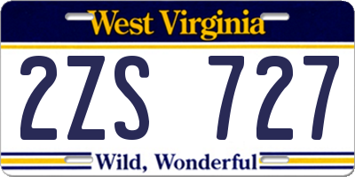 WV license plate 2ZS727