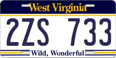 WV license plate 2ZS733
