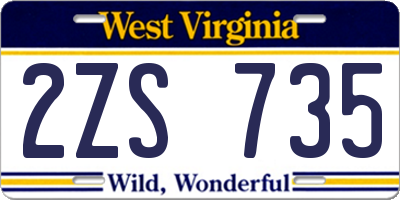 WV license plate 2ZS735