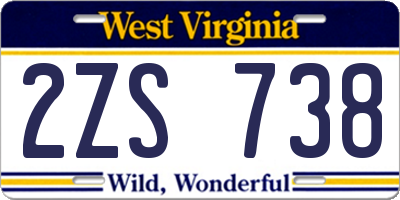 WV license plate 2ZS738