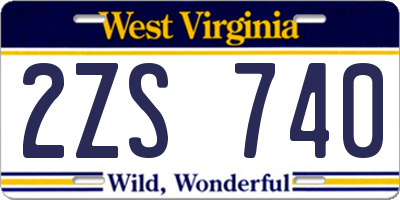 WV license plate 2ZS740