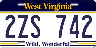 WV license plate 2ZS742