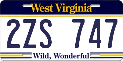 WV license plate 2ZS747
