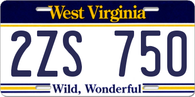 WV license plate 2ZS750