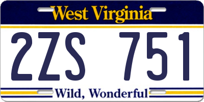 WV license plate 2ZS751