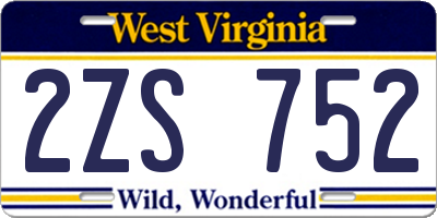 WV license plate 2ZS752