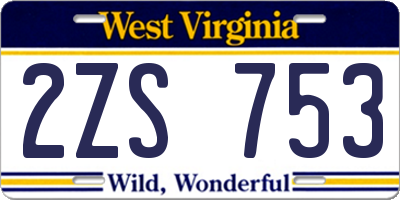WV license plate 2ZS753