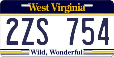 WV license plate 2ZS754