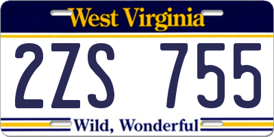 WV license plate 2ZS755
