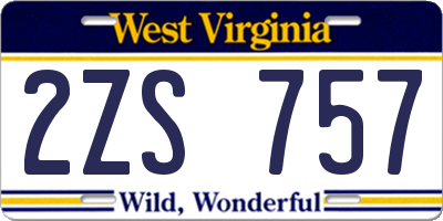 WV license plate 2ZS757
