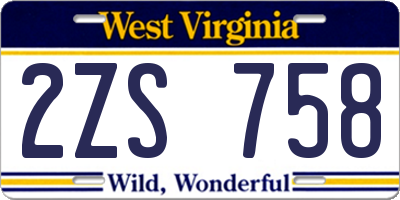 WV license plate 2ZS758