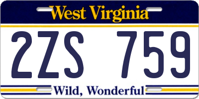 WV license plate 2ZS759