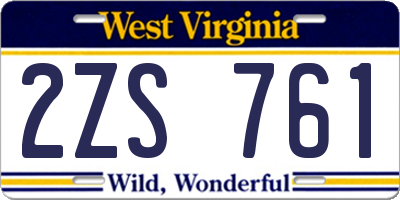 WV license plate 2ZS761