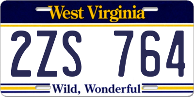 WV license plate 2ZS764