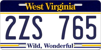 WV license plate 2ZS765