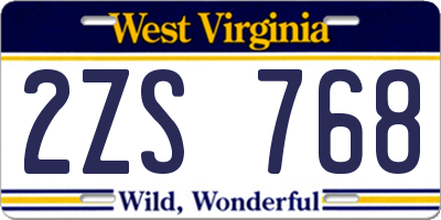 WV license plate 2ZS768