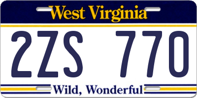 WV license plate 2ZS770