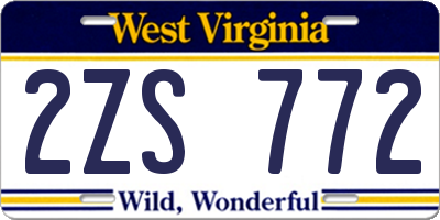 WV license plate 2ZS772