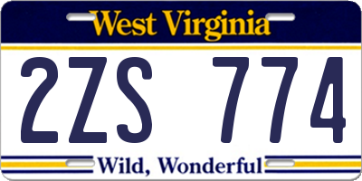 WV license plate 2ZS774