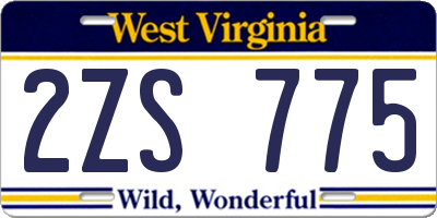 WV license plate 2ZS775