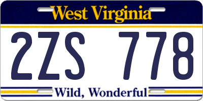 WV license plate 2ZS778
