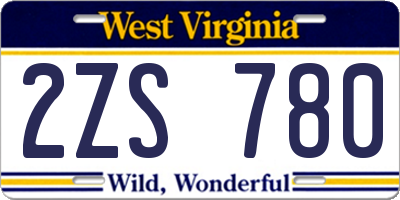 WV license plate 2ZS780