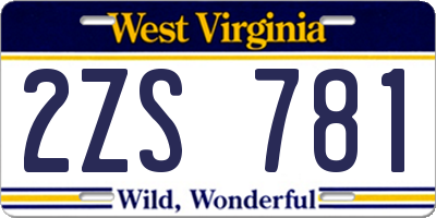 WV license plate 2ZS781