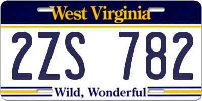 WV license plate 2ZS782