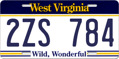 WV license plate 2ZS784