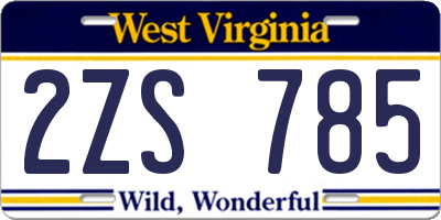 WV license plate 2ZS785