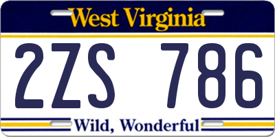 WV license plate 2ZS786