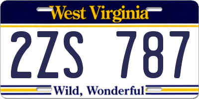WV license plate 2ZS787