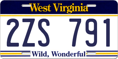 WV license plate 2ZS791