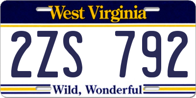 WV license plate 2ZS792