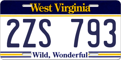 WV license plate 2ZS793