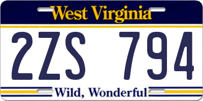 WV license plate 2ZS794