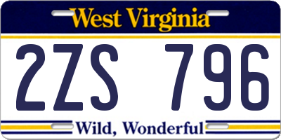 WV license plate 2ZS796