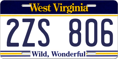 WV license plate 2ZS806