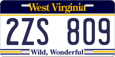 WV license plate 2ZS809